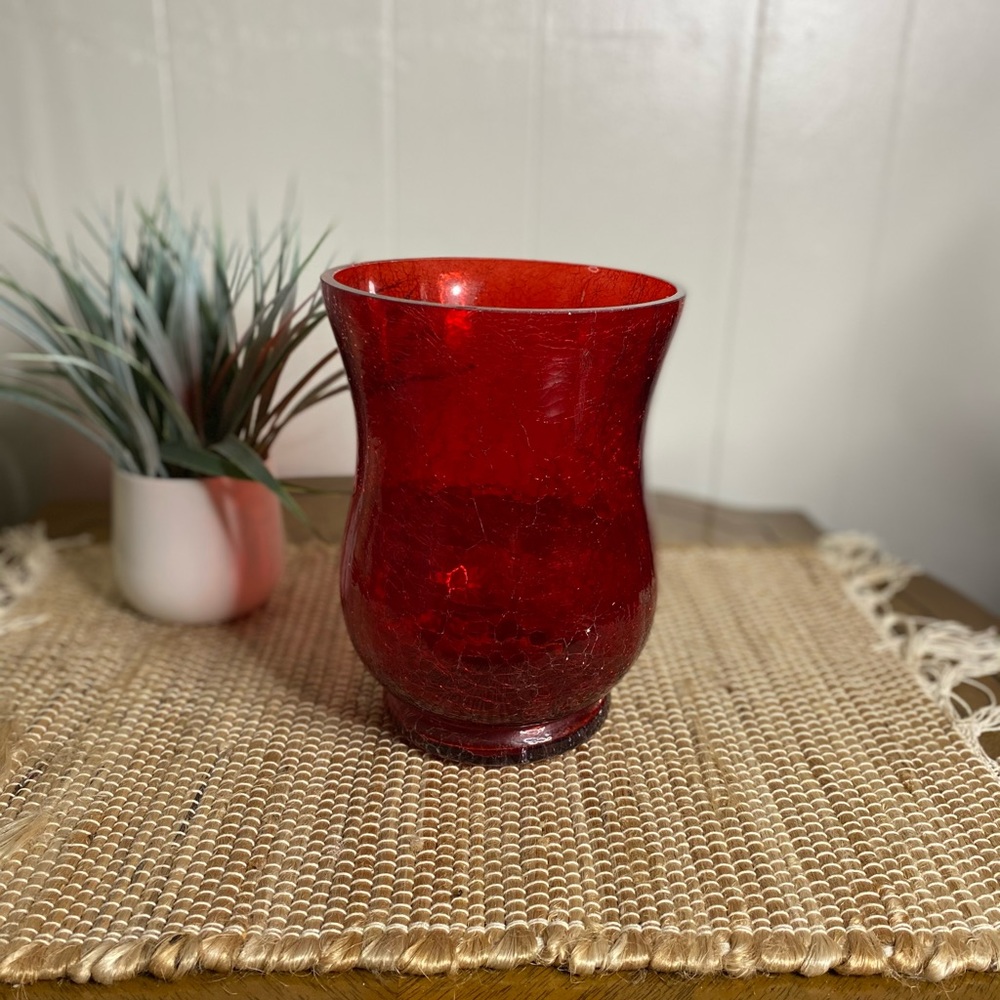 Deep Red Crackled Vase